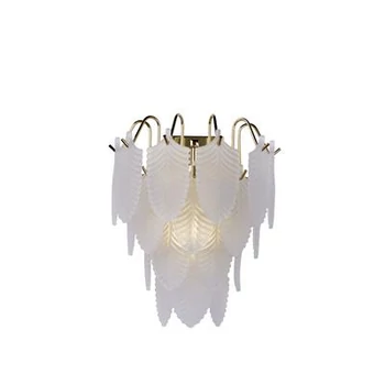 Aplica de perete Searchlight Feather metal, sticla, alama, opal, E14, 60W - 48910-1SB