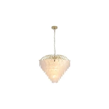 Pendul Searchlight Feather metal, sticla, alama, opal, E14, 60W - 48970-10SB