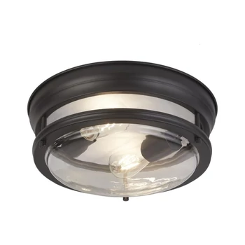 Plafoniera pentru baie Searchlight GLASGOW metal, sticla, negru, transparent, E27, IP44 - 5182BK