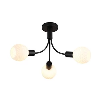 Plafoniera Searchlight Nova metal, sticla, negru, opal, E14, 40W - 54713-3BK