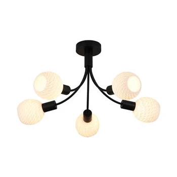 Plafoniera Searchlight Nova metal, sticla, negru, opal, E14, 40W - 54715-5BK