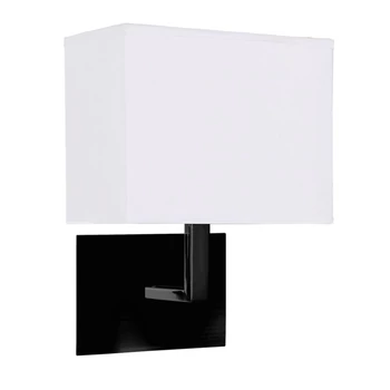 Aplica de perete Searchlight HOTEL metal, tesatura, negru, alb, E27 - 5519BK