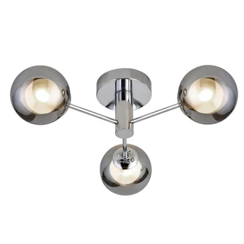 Plafoniera Searchlight OSCAR metal, sticla, crom, fumuriu, G9 - 60812-3SM