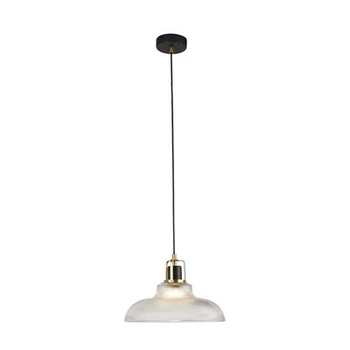 Pendul Searchlight Glossop metal, sticla, negru, transparent, E27, 60W - 61189BK