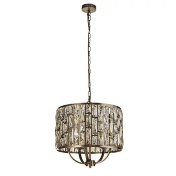 Pendul Searchlight BIJOU metal, sticla, alama, sampanie, E14 - 6585-5AB