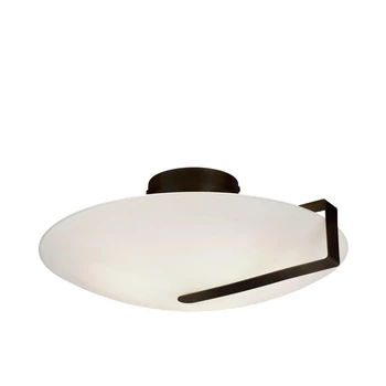 Plafoniera Searchlight SUNDIAL metal, sticla, negru, alb, E27 - 73990-3BK