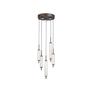 Pendul Searchlight Cattail metal, sticla, maro, transparent, LED, 24W, 1984lm, 3000K - 76210-5CL
