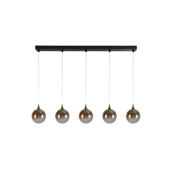 Pendul Searchlight ALCHEMY metal, sticla, negru, chihlimbar, LED, 19W,  3000K, 1444 Lm - 76410-5BK