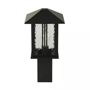 Lampadar exterior Searchlight VENICE metal, sticla, negru, E27, IP44 - 7925-450