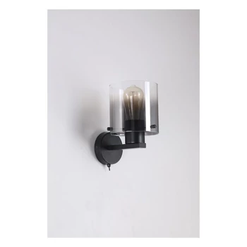 Aplica de perete Searchlight SWEDEN metal, sticla, negru, fumuriu, E27 - 88912-1BK