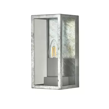 Aplica de perete exterioara Searchlight BOX II metal, sticla, argintiu, transparent, E27, IP44 - 90151SI