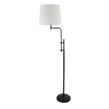 Lampadar Searchlight MUNICH metal, tesatura, negru, alb, E27 - EU12083-1BK