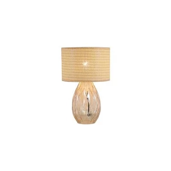 Veioza Searchlight Diane sticla, rattan, sampanie, maro, E27, 40W - EU54636CP