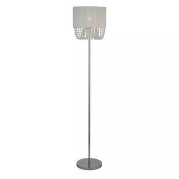 Lampadar Searchlight Bellano metal, textil, acril, crom, alb, transparent, E27, 60W - EU62618CC