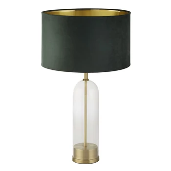 Veioza Searchlight OXFORD metal, sticla, catifea, alama, transparent, verde, E27 - EU81712GR