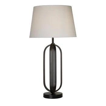 Veioza Searchlight Chic metal, textil, negru, alb, E27, 60W - EU91101WH
