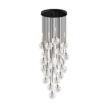 Pendul TK Lighting NILOS metal, sticla, negru, transparent, G9 - TK-10099