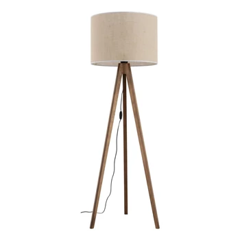 Lampadar TK Lighting GRAND metal, lemn, textil, maro, bej, E27 - TK-16017