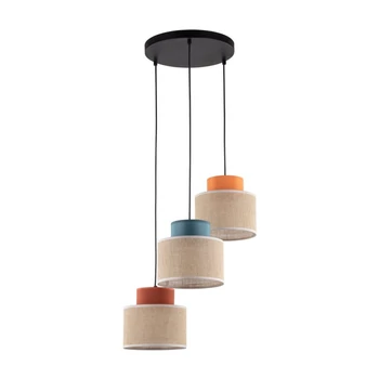 Pendul TK Lighting DUO metal, textil, albastru, portocaliu, natur, E27 - TK-2759