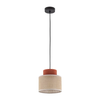Pendul TK Lighting DUO metal, textil, caramiziu, natur, E27 - TK-2785