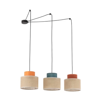 Pendul TK Lighting DUO metal, textil, albastru, portocaliu, natur, E27 - TK-3140