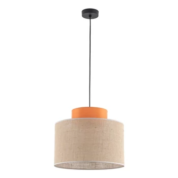 Pendul TK Lighting DUO metal, textil, portocaliu, natur, E27 - TK-3227