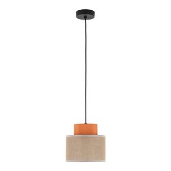 Pendul TK Lighting DUO metal, textil, portocaliu, natur, E27 - TK-3255