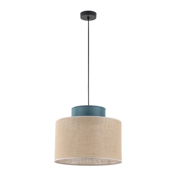 Pendul TK Lighting DUO metal, textil, albastru, natur, E27 - TK-3256