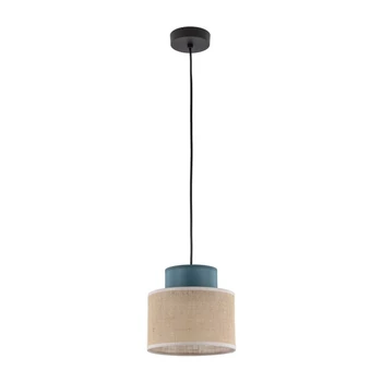 Pendul TK Lighting DUO metal, textil, albastru, natur, E27 - TK-3257
