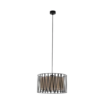 Pendul TK Lighting HARMONY metal, textil, negru, bej, E27 - TK-4562