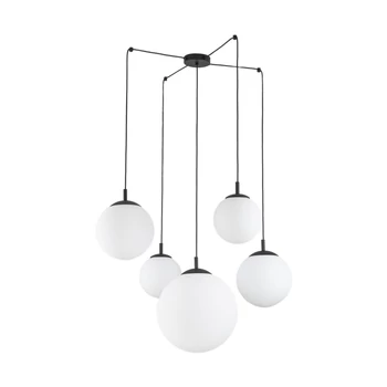 Pendul TK Lighting ESME metal, sticla, negru, alb, E27 - TK-4791
