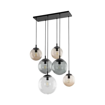 Pendul TK Lighting ESME metal, sticla, negru, chihlimbar, fumuriu, transparent, E27 - TK-4819