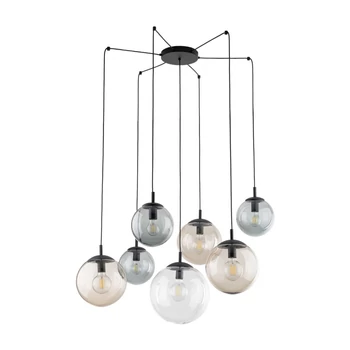 Pendul TK Lighting ESME metal, sticla, negru, chihlimbar, fumuriu, transparent, E27 - TK-4863
