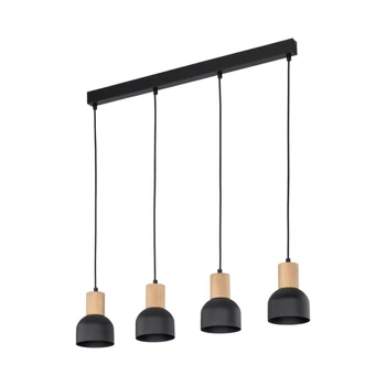Pendul TK Lighting CAIRO metal, lemn, negru, maro, E27 - TK-4896