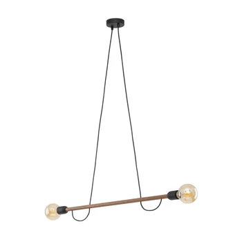 Pendul TK Lighting HELIX metal, lemn, negru, maro, E27 - TK-4948