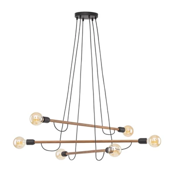 Pendul TK Lighting HELIX metal, lemn, negru, maro, E27 - TK-4950