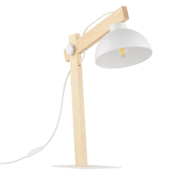 Veioza TK Lighting OSLO metal, lemn, alb, maro, E27 - TK-5347