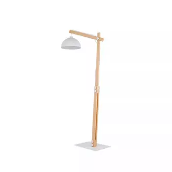 Lampadar TK Lighting OSLO metal, lemn, alb, E27 - TK-5592