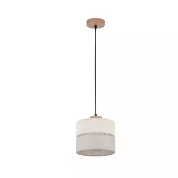 Pendul TK Lighting ECO lemn, textil, bej, E27 - TK-5770