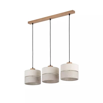 Pendul TK Lighting ECO lemn, textil, bej, E27 - TK-5771