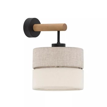 Aplica de perete TK Lighting ECO metal, lemn, textil, negru, bej, E27 - TK-5776