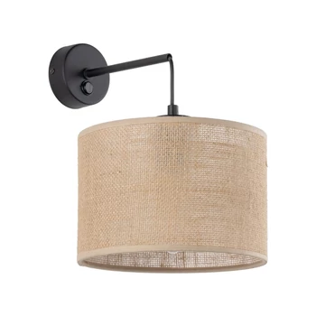 Aplica de perete TK Lighting JUTA metal, textil, negru, natur, E27 - TK-6858