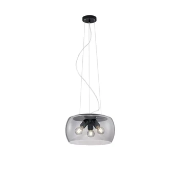 Pendul Trio VALENTE metal, sticla, negru, fumuriu, E27 - Trio-300600342