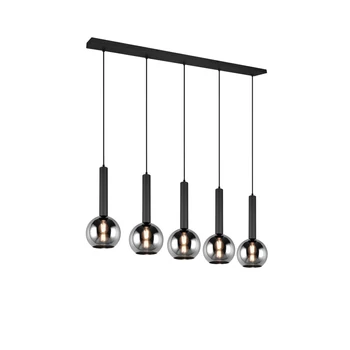 Pendul Trio CLAYTON metal, sticla, negru, fumuriu, E27 - 310300532