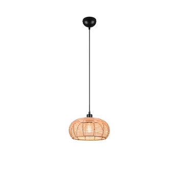 Pendul Trio INGA metal, rattan, negru, natural, E27 - 312200136