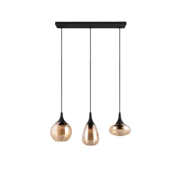 Pendul Trio LUMINA metal, sticla, negru, chihlimbar, E14 - 317000313