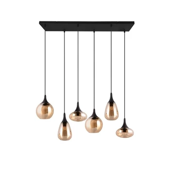 Pendul Trio LUMINA metal, sticla, negru, chihlimbar, E14 - 317000613