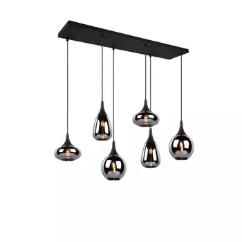 Pendul Trio LUMINA metal, sticla, negru, fumuriu, E14 - 317000632