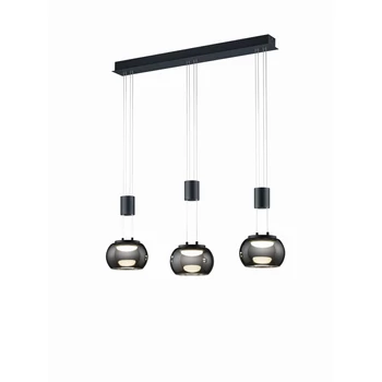 Pendul Trio MADISON metal, sticla, negru, crom, LED, 3000K, 3x8W, 2700lm - 342010332