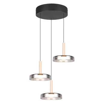 Pendul Trio CELESTE, metal, sticla, negru, crom, LED, 21W, 2250lm, 3000K - Trio-354930332